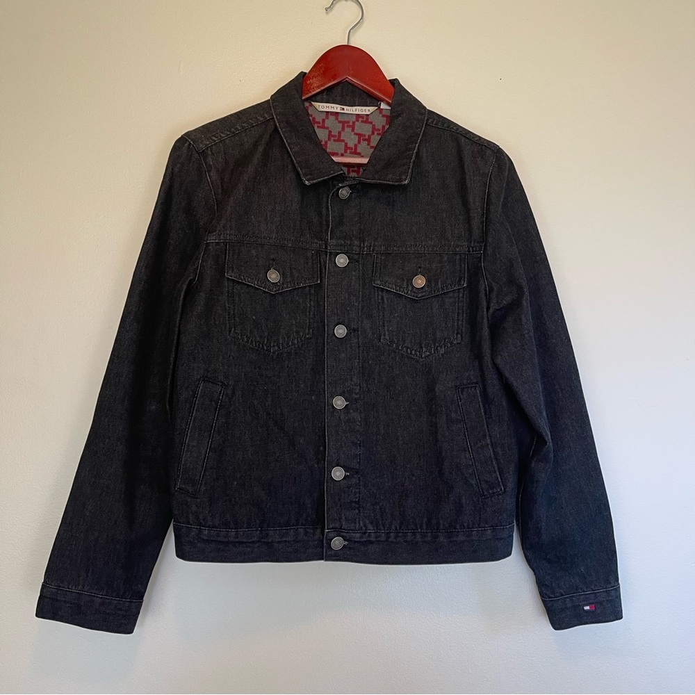 Men’s Tommy Hilfiger Denim Jean Jacket Black 100% Cotton Size Large (fits M+)